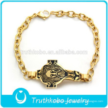 2017 Popular Sale Gold Bracelet Design Jesus on The Cross Black Images